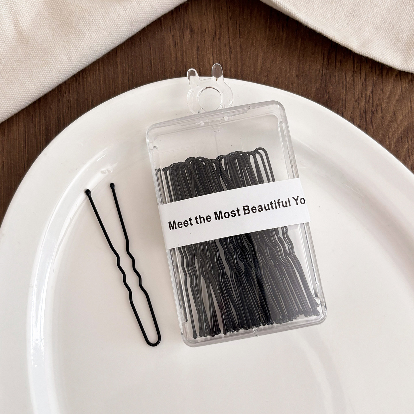 Clipe de cabello negro, clipe de cabello para mujeres, clipe de cabello lateral, clipe de cabello fijo, clipe de acero en forma de U