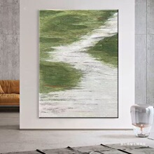 纯手绘油画小众极简客厅沙发背景墙装饰画侘寂风玄关餐厅橱柜摆件