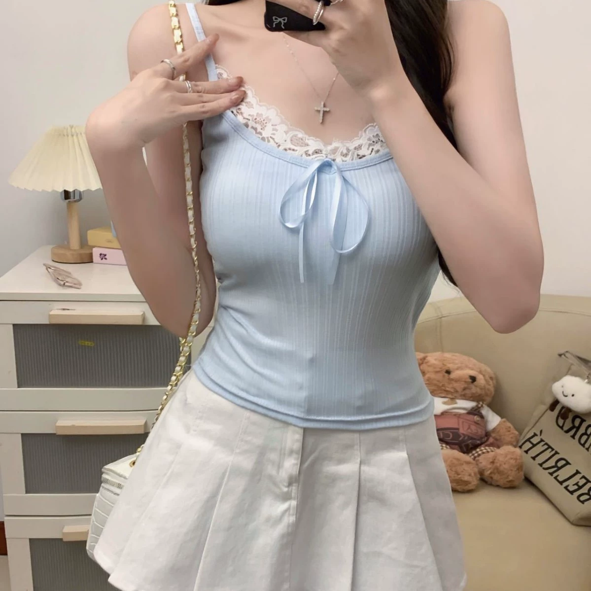 765 # Сексуальная кружевная майка Pure Lust с полосками, женская рубашка для похудения с подушечками для груди