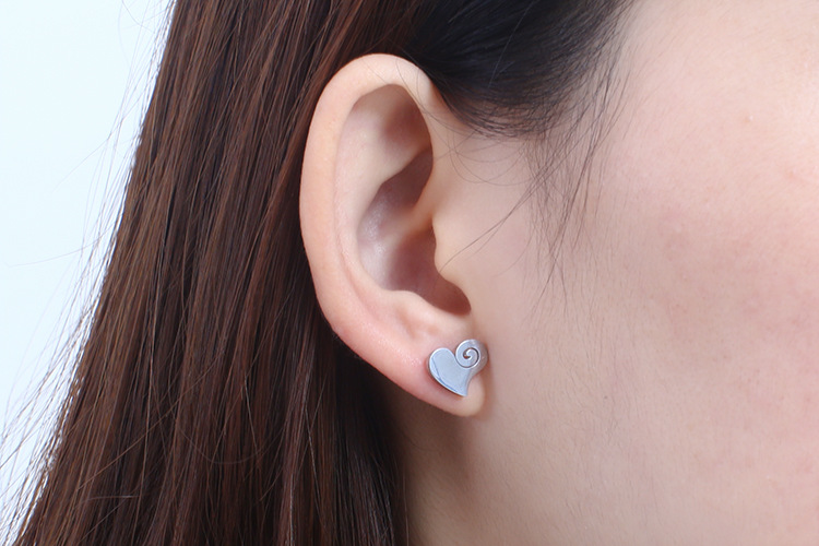 fashion stainless steel heart-shaped necklace earrings set wholesale Nihaojewelry