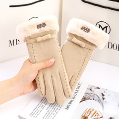 德絨手套女秋冬季觸屏保暖加厚加絨韓版時尚批發一件代發騎行手套