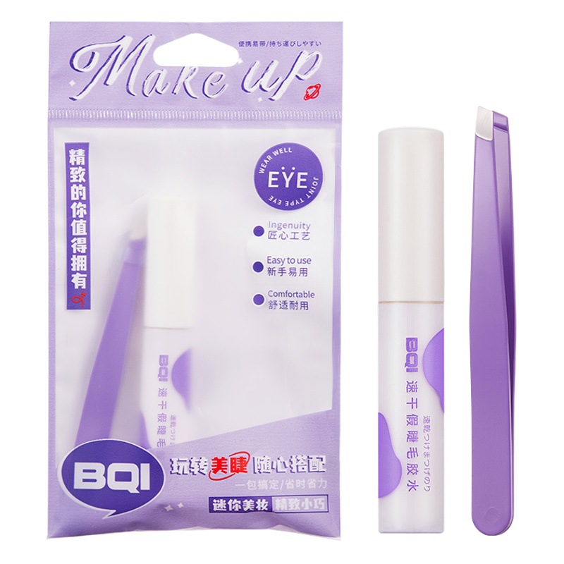 Pegamento para pestañas postizas BQI cuidadosamente seleccionado, de secado rápido y de larga duración, súper pegajoso, transparente, doble párpado, pegamento para pestañas de estudiantes de forma firme