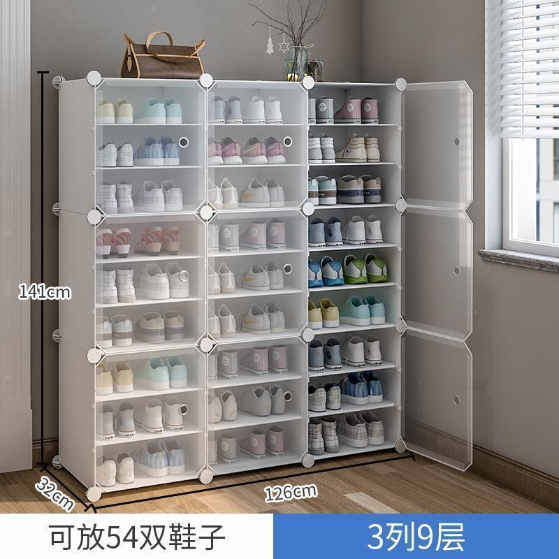 Estante de zapatos simple puerta doméstica multicapa de almacenamiento a prueba de polvo interior nuevo tipo 2026 alquiler transparente gabinete de zapatos de plástico
