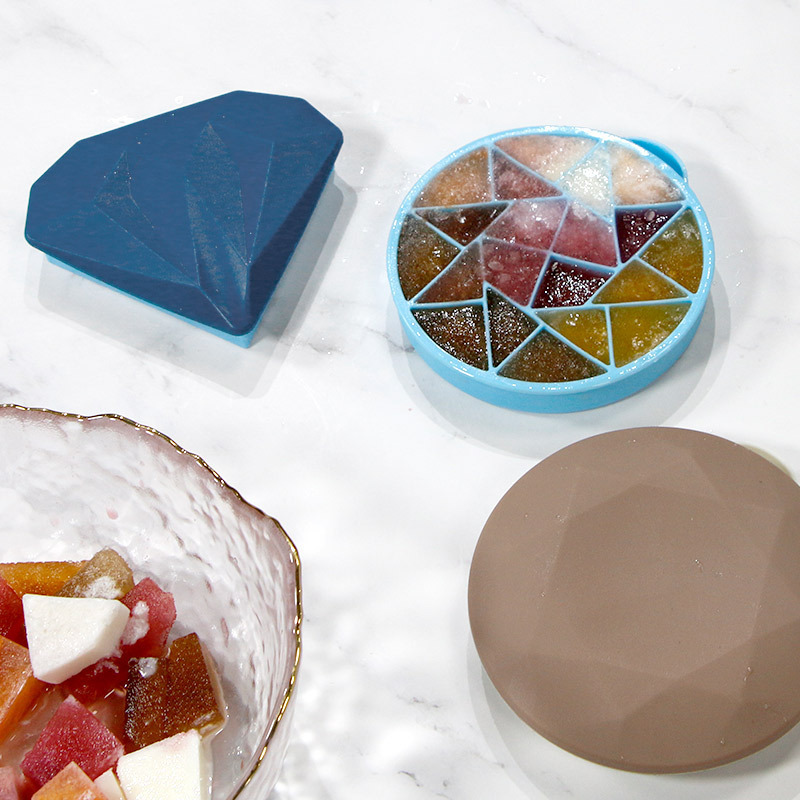 创意10格硅胶冰格饮料冰块模具DIY带盖制冰盒圆形雪糕模具冰棒模|ms