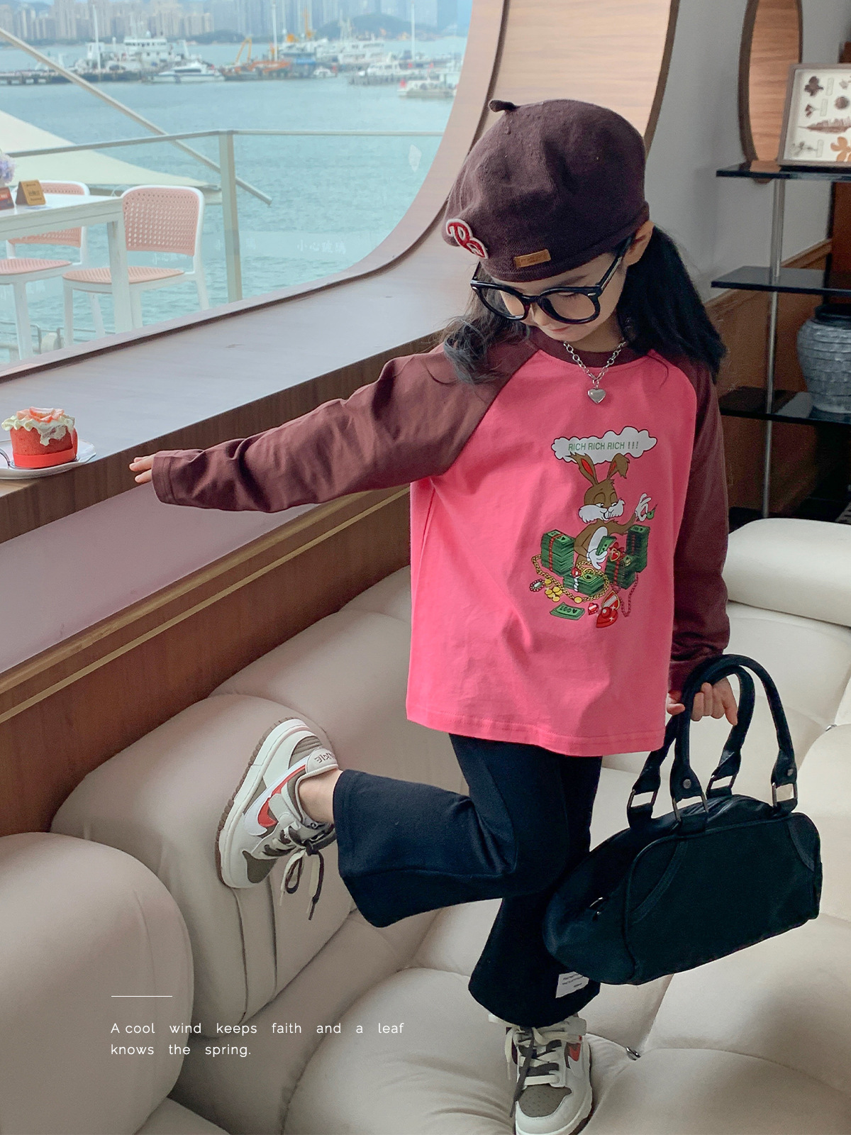 2023 new pattern girl Long sleeve T-shirt children spring clothes Hit color Base coat Versatile have cash less than that is registered in the accounts Spice Girls baby jacket