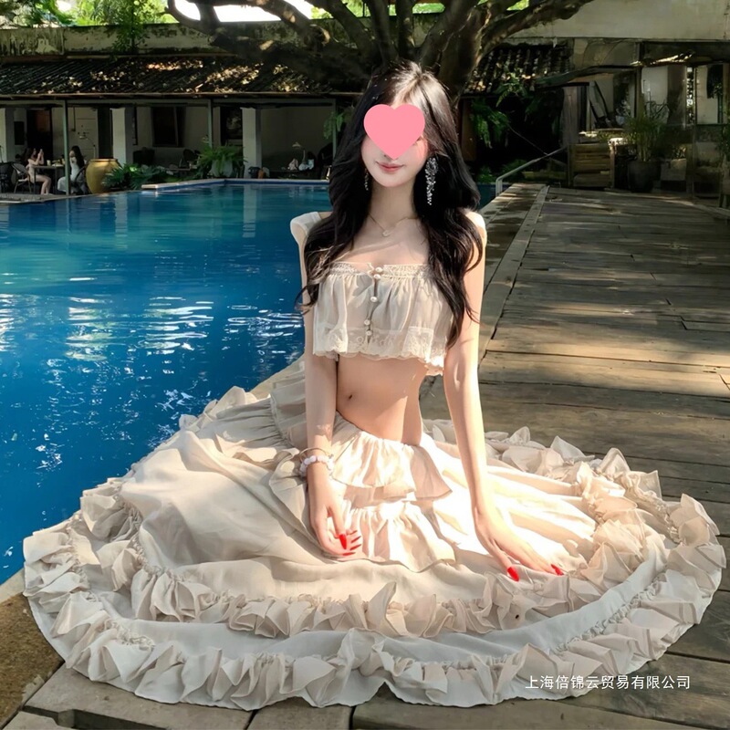 French-Style Stunning Island Vacation Ruffled Two-Piece Strapless Long Dress with a Super Fairy Princess Vibe Set French-Style Stunning Island Vacation Ruffled Two-Piece Strapless Long Dress with a Super Fairy Princess Vibe Set