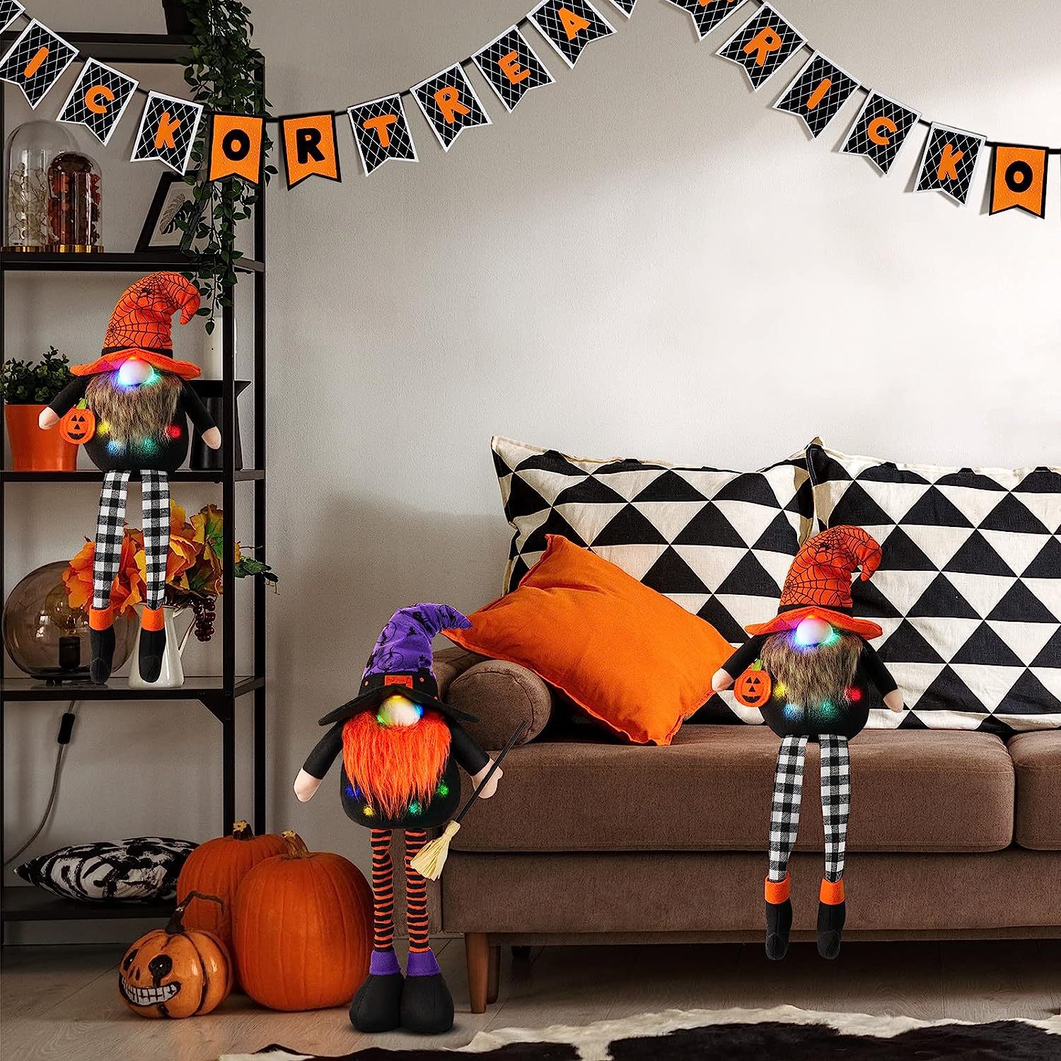 Decoraciones transfronterizas de halloween que emiten luz colgando pierna sin rostro muñeca decoración de calabaza muñeca accesorios de decoración de fiesta