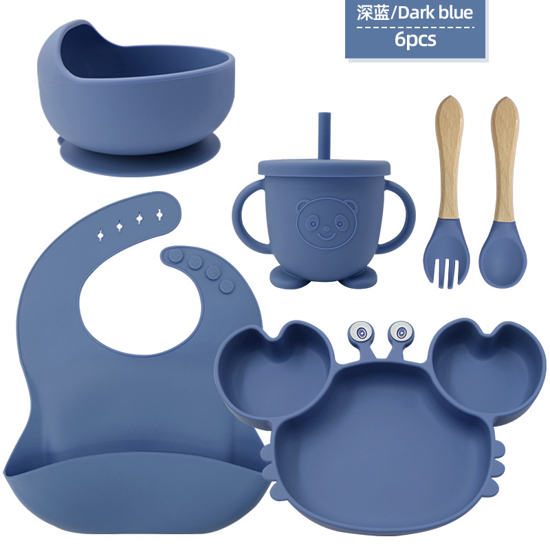 Juego de platos de silicona para bebés y niños aprenden a comer y beber vajilla de alimentación para bebés