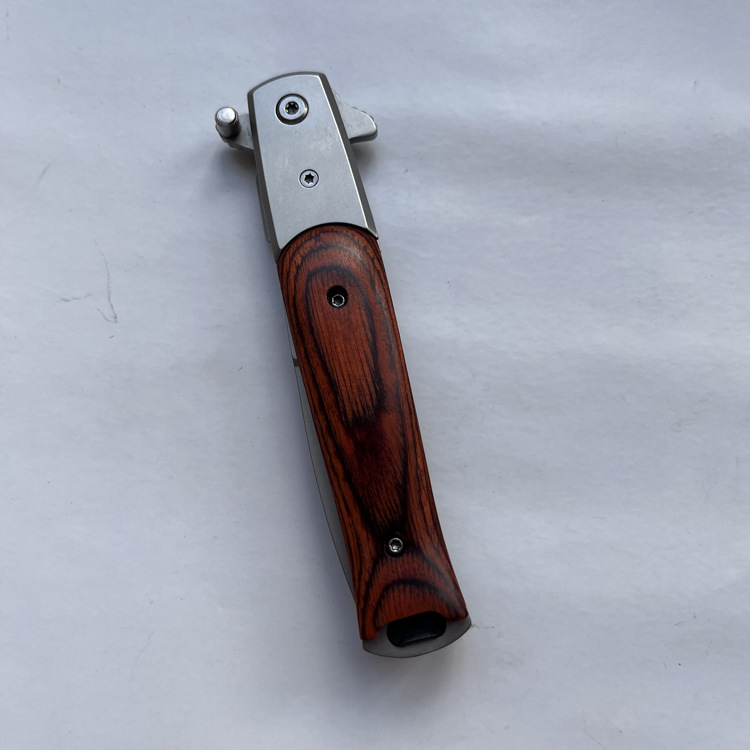 不锈钢户外露营木柄剑鱼型折叠小刀野外登山便捷工具