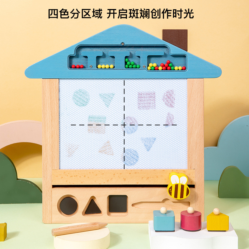 Tablero de dibujo para niños de madera tablero de graffiti de escritura magnética color hogar borrable niños niño 3 años bebé juguetes