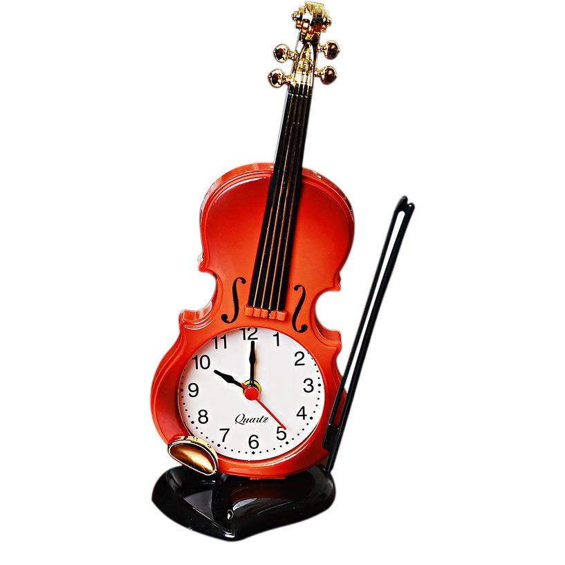Творческий студенческий подарок Моделирование скрипка будильник творческий Музыкальный Инструмент моделирование настольные часы гостиная пластиковые украшения