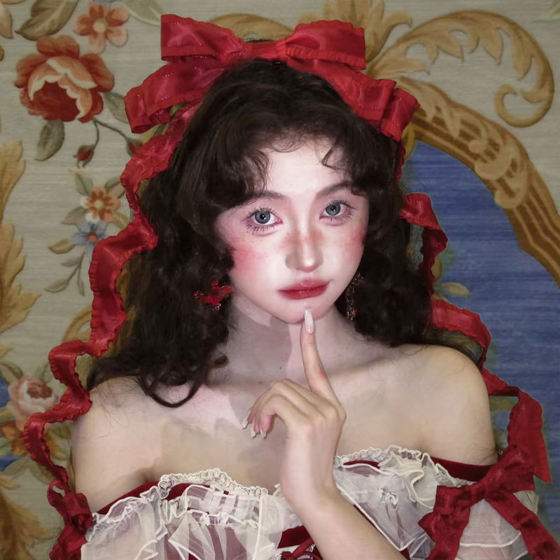 Burgundy Retro Bow Ribbon Christmas Hairpin Lolita Festive Atmosphere Photo Prop New Hair Accessory