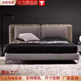 北欧现代1.8米主卧免洗棉麻布艺床极简约小户型1.5背包皮艺大婚床