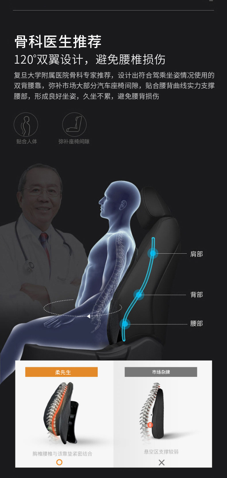 Mr. Rou's Ergonomic Lumbar Support Office Lumbar Cushion Summer Driver's Seat Car Lumbar Pillow Car Lumbar Support