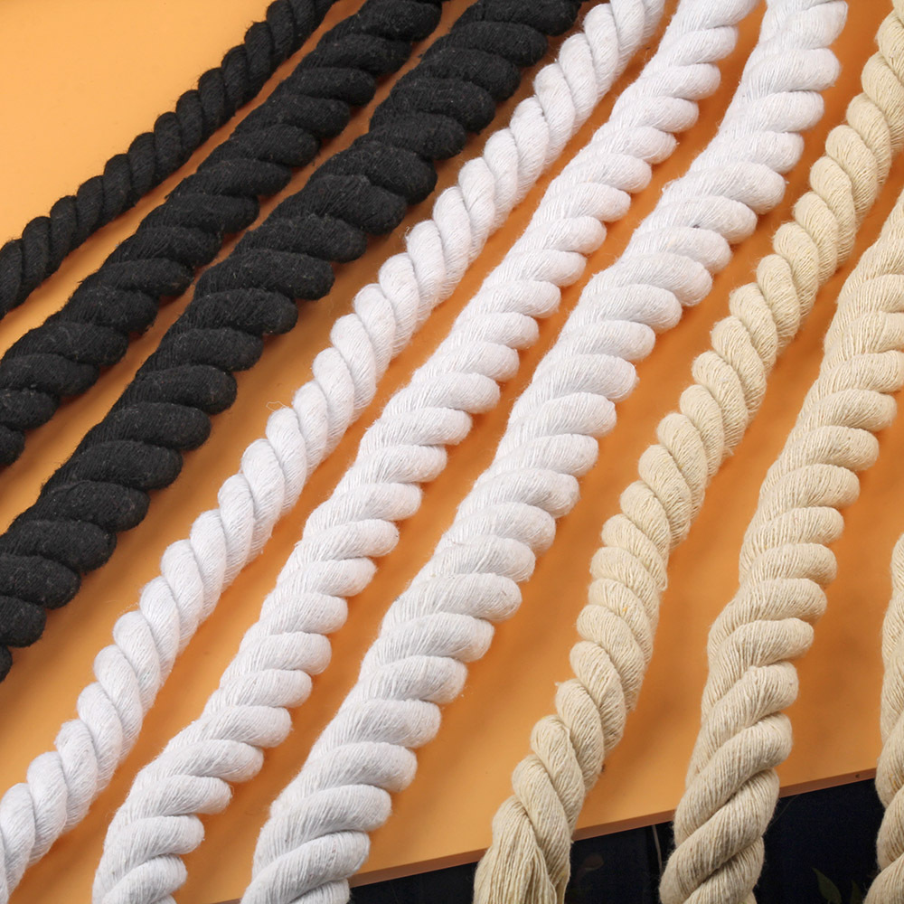 本色/黑色/漂白色棉线DIY装修绳编织绳23457-8-20mm1厘米三股棉绳