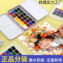 迷你水彩颜料分装24色温莎牛顿歌文固体水彩套