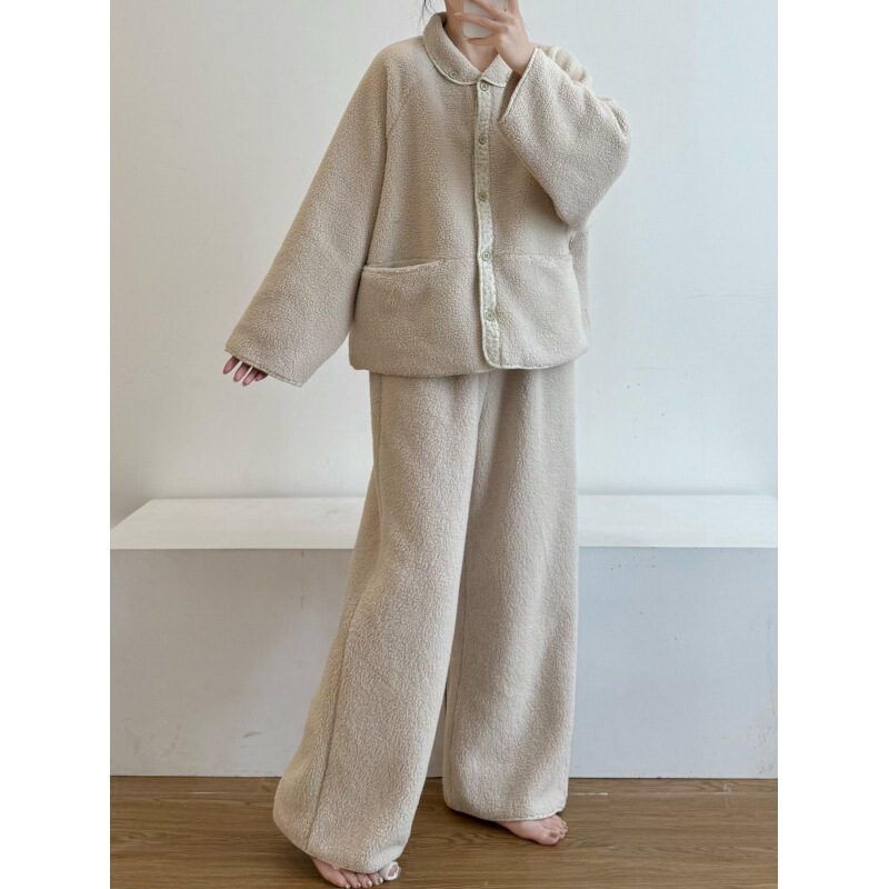 Winter Pajamas for Women 2025 New Style Large Size Simple and High-End Fleece-Lined Thickened Home Wear Set That Can Be Worn Outside Winter Pajamas for Women 2025 New Style Large Size Simple and High-End Fleece-Lined Thickened Home Wear Set That Can Be Worn Outside
