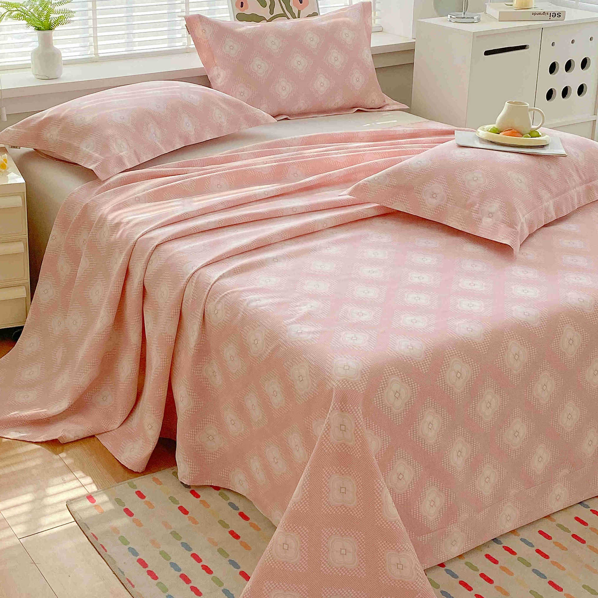 Sábanas de tela gruesa vieja de verano, dormitorio de estudiantes de una sola pieza, funda de cama individual, funda de almohada individual, juego de tres piezas, nuevo estilo 2025