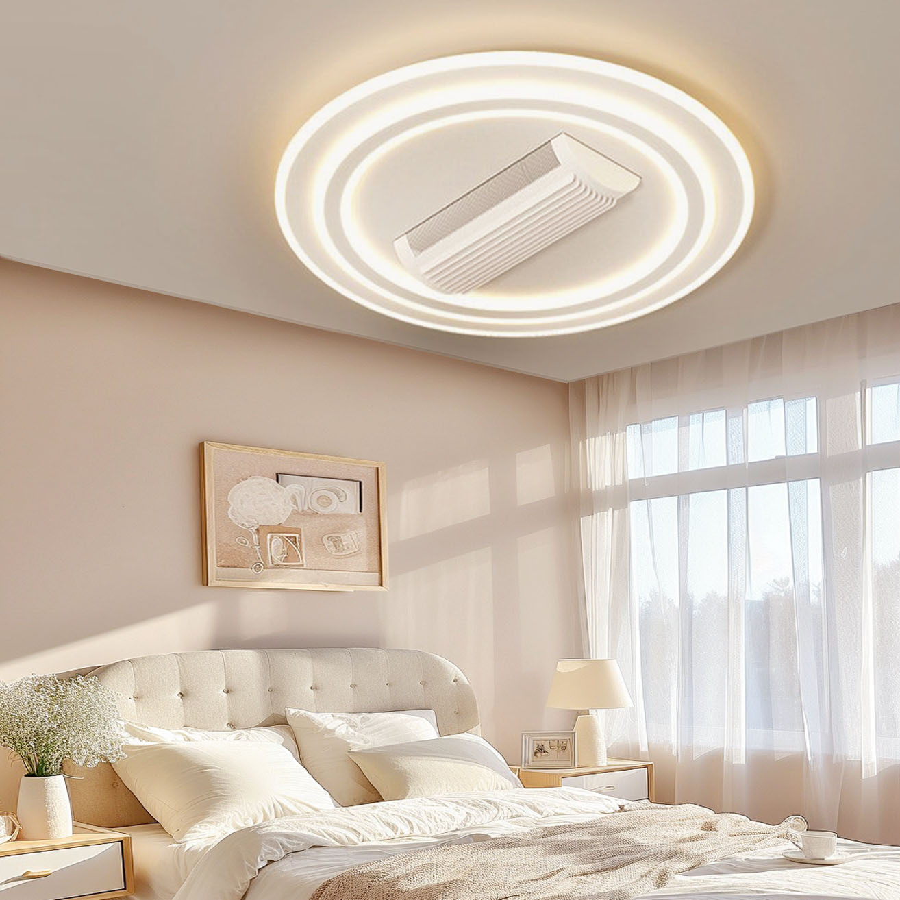 Protección de ojos de espectro completo nueva lámpara de ventilador sin hoja sala de estar lámpara principal dormitorio comedor ventilador inteligente de atmósfera lámpara de techo