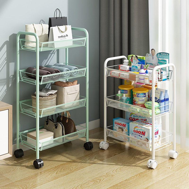 Kitchen Vegetable Basket Rack Floor-Standing Multi-Layer Household Fruit and Vegetable Storage Basket Removable Bedroom Storage Trolley