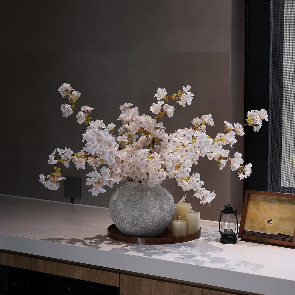 2 ramas de cerezo simuladas flores de melocotón decoraciones de primavera diseño de mesa de comedor accesorios de fotografía suministros de boda