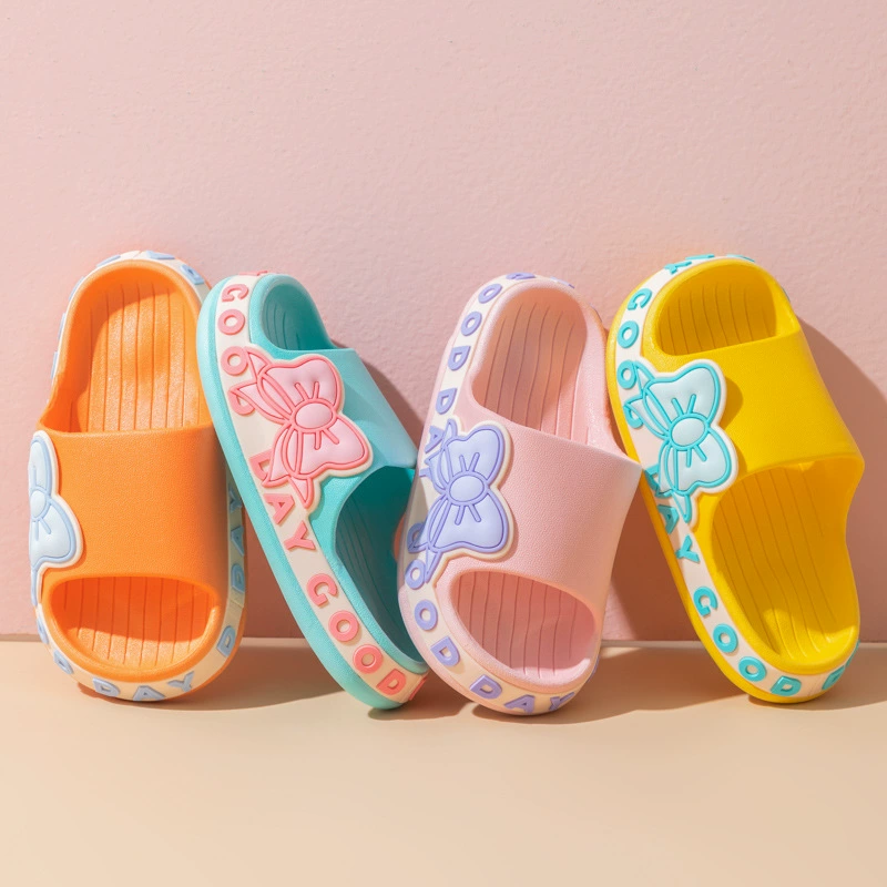Slide, summer slippers with bow, non-slip sandals, family style, soft sole, wholesale