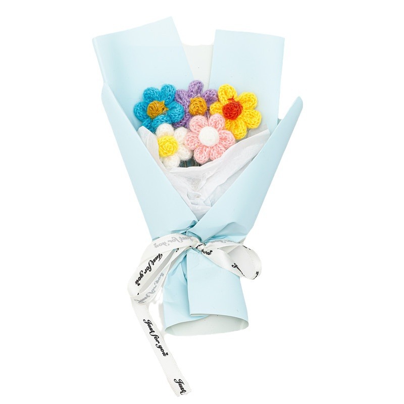 Regalos creativos de Acción de Gracias y Navidad, flores de punto, pequeños ramos, decoraciones florales de hilo, adornos, regalos de Año Nuevo