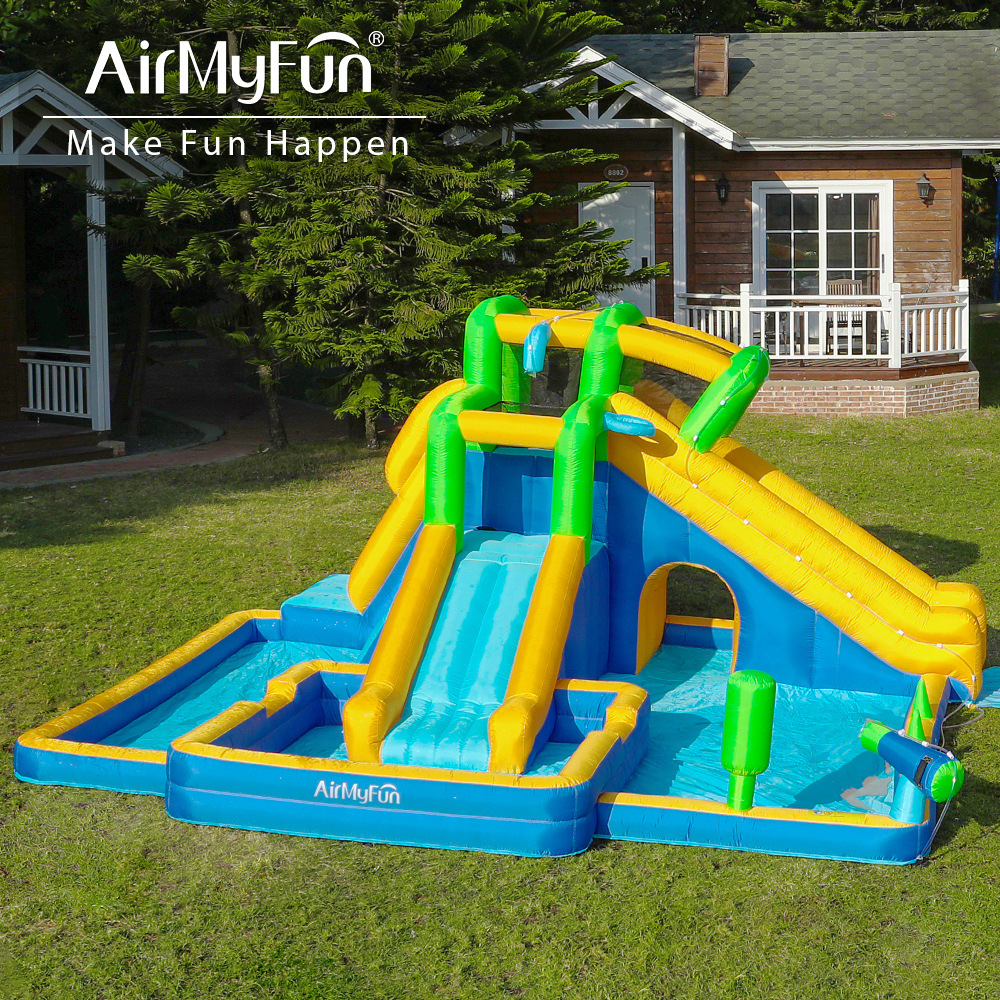 AMF | Castillo inflable para niños, tobogán de chorro de agua pequeño para el hogar, cama de salto inflable, parque infantil interior, castillo de chorro de agua