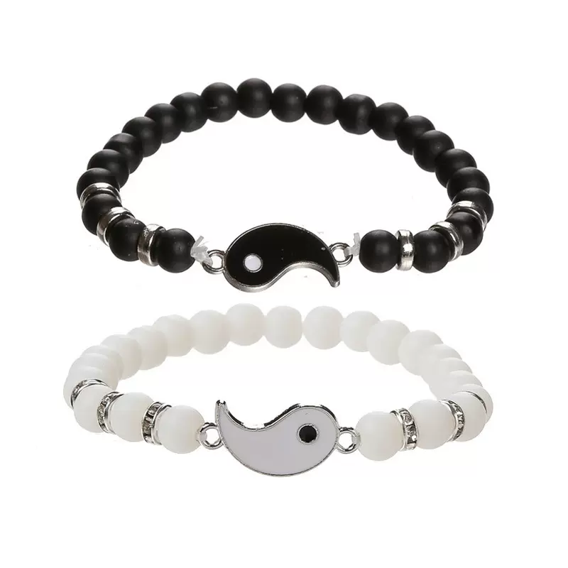 跨境爆款阴阳太极八卦天然石串珠最好的朋友手串个性简约情侣手串