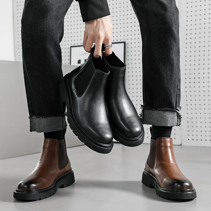 2023 Ботинки Челси Мужские мотоциклетные короткие ботинки Дымчатые ботинки средней длины Осенне-зимние ботинки Martin с высоким смыслом 6031-X