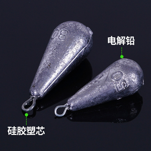 Water drop lead pendant, water drop type, sea rod pendant with ring, lead pendant for throwing pole, lure fishing lead pendant