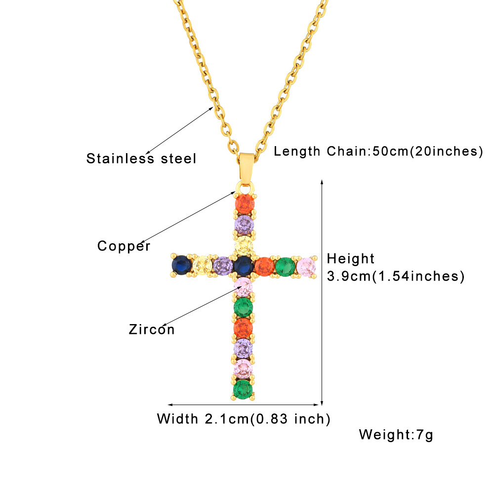 Fashion Cross Stainless Steel Copper Plating Inlay Zircon Pendant Necklace 1 Piece display picture 1