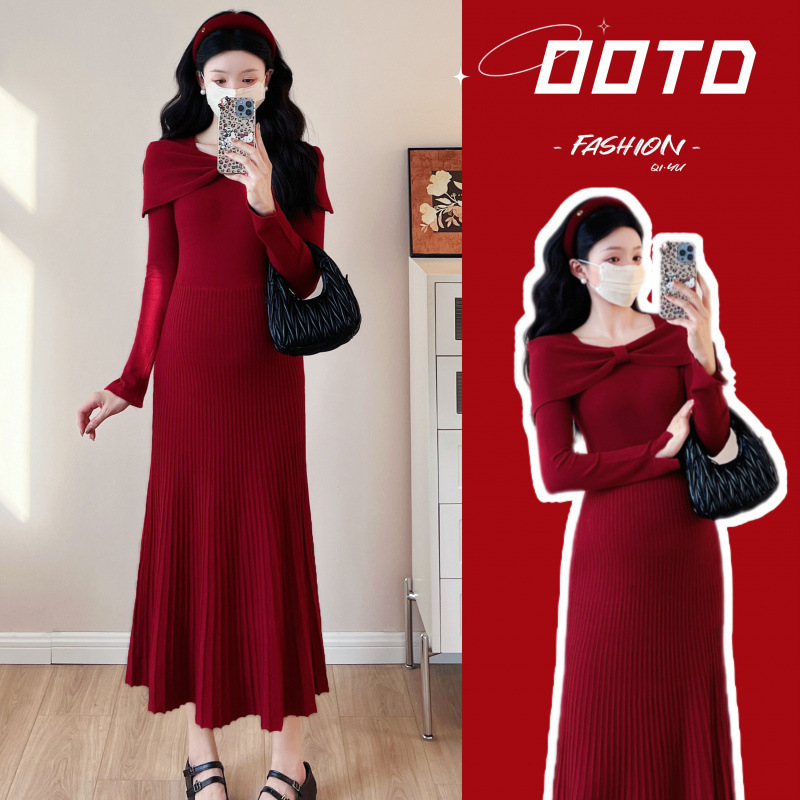 Real Shot of Maternity Dress, Autumn Maternity Sweater, Autumn and Winter Elegant and Chic Pure Lust Sexy Slimming Look Knitted Dress Real Shot of Maternity Dress, Autumn Maternity Sweater, Autumn and Winter Elegant and Chic Pure Lust Sexy Slimming Look Knitted Dress