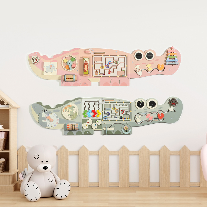 Wooden Early Education Crocodile Wall Games Maze Shape Operation Board Children's Wall Decoration Kindergarten Educational Toys