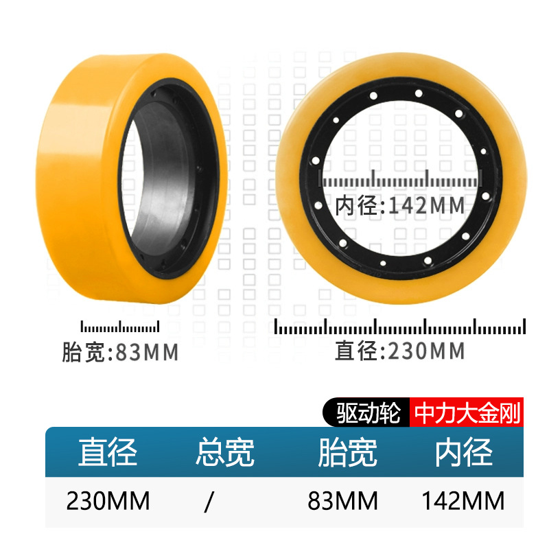 Rueda de carretilla elevadora eléctrica de fuerza resultante total de la fuerza de montaje de carretilla elevadora accesorios de carretilla elevadora rueda auxiliar rodante rueda motriz
