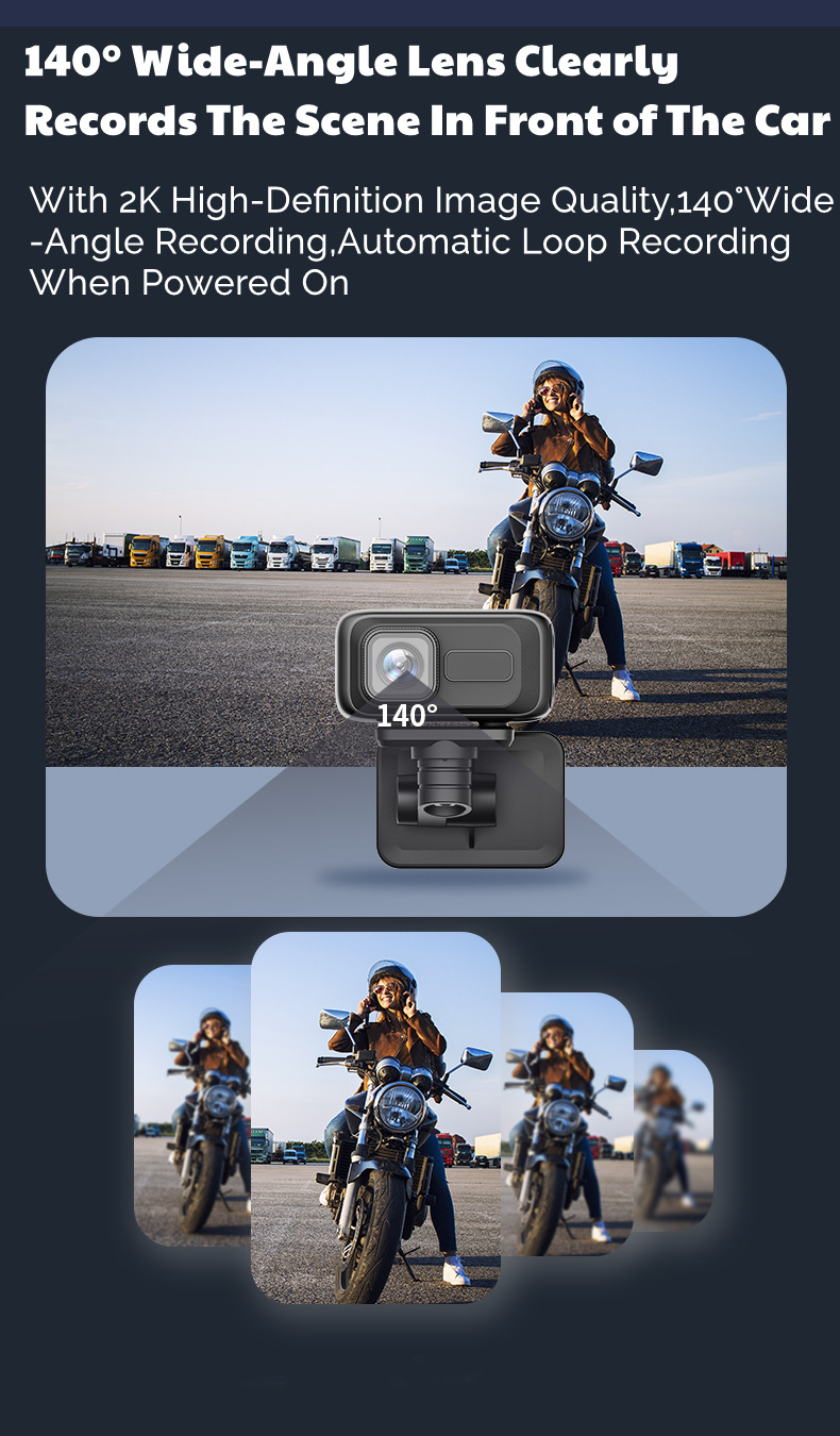 Cross-Border New Cycling Recorder Hd 2K Motorcycle Electric Bicycle Recorder Wifi Mobile Phone Interconnection