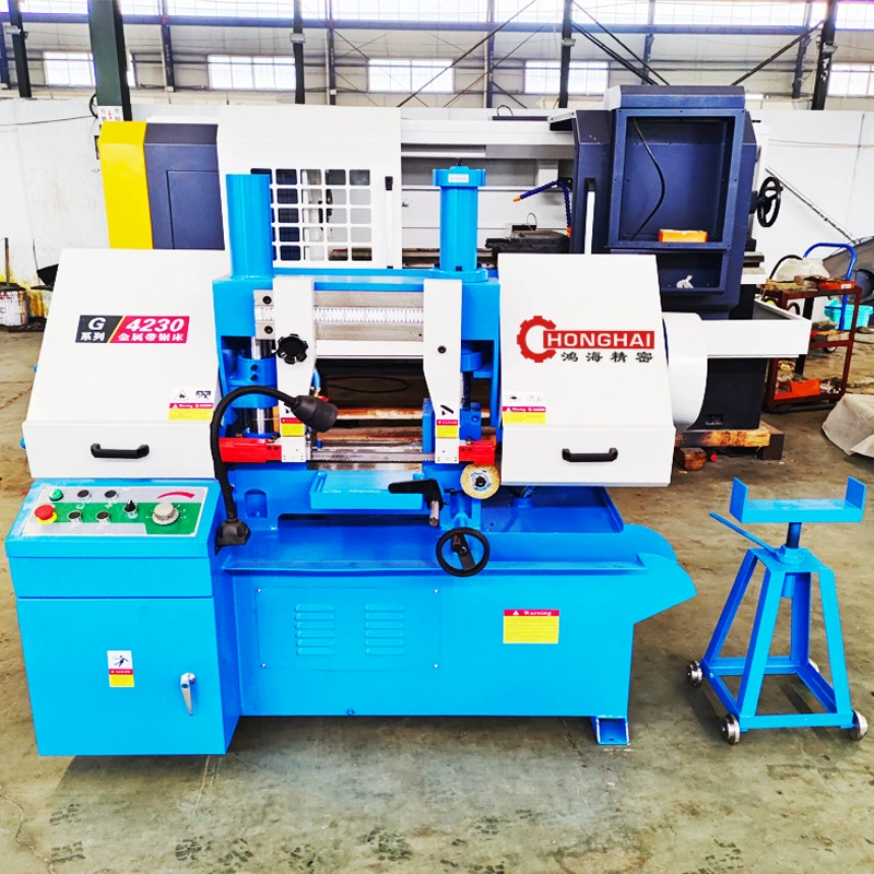 [Входная пробная резка] Горизонтальный двухколонный ленточный пильный станок GB4230 резьбовой армированный пильный станок