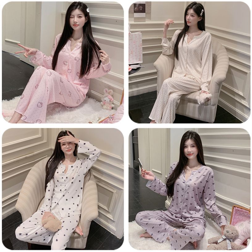 Pijamas de tela de hilo de hielo al por mayor transfronterizo 2026 primavera y verano nuevos pantalones de mangas largas cardigan set de ropa para el hogar