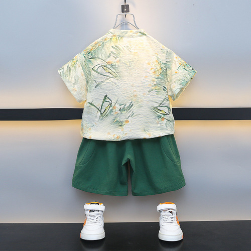 Children's Summer Thin Hanfu Chinese Style Traditional Costume Tangzhuang Birthday Party Outfit for Little Boys