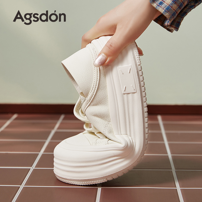 Augu Shiden zapatos blancos para mujeres 2026 nuevo estilo de primavera estilo universitario muffin zapatos de suela gruesa zapatos deportivos ligeros casuales