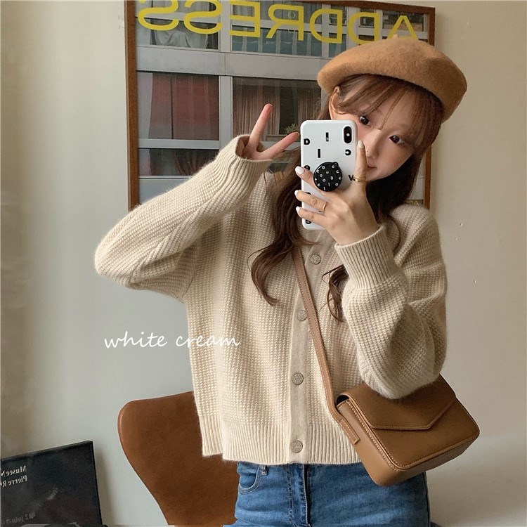 Japanese retro sweater 2022 Autumn new style soft and fluffy knitted sweater, loose short cardigan jacket for women pic 22