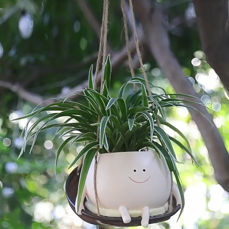 Cross-border Explosive Sofa Flower Pot Resin Crafts Courtyard Decorations Home Personality Smiley Hanging Fleshy Ornaments