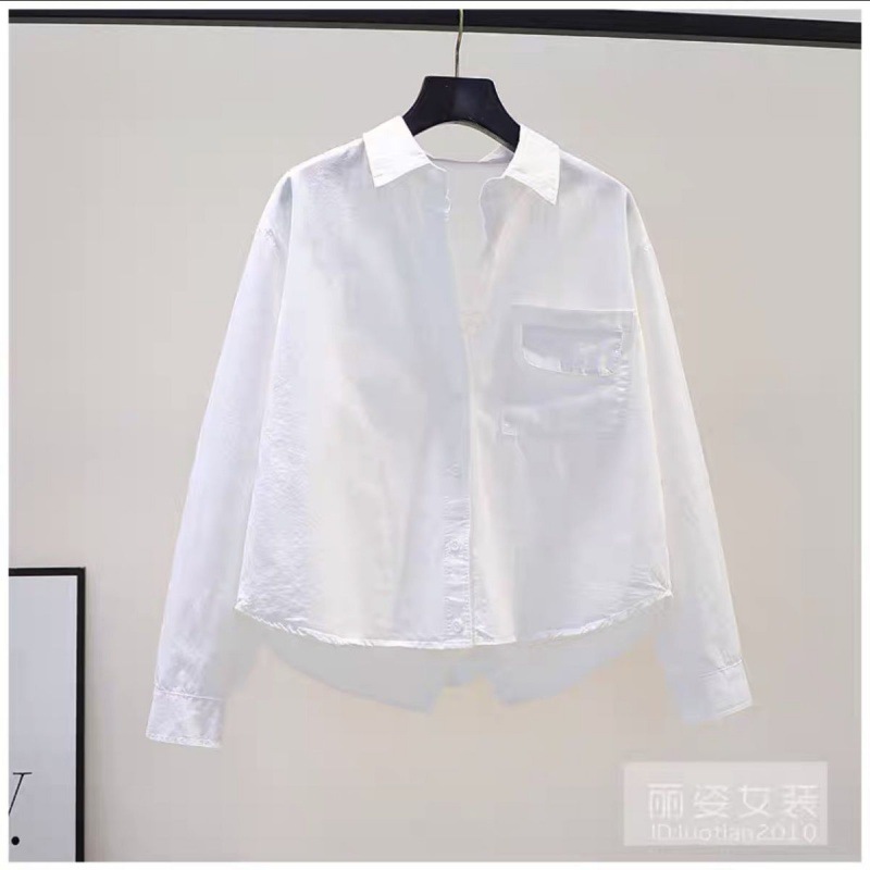 100 Cotton Short Shirt Women Design Sense Back Split Loose Long Sleeve Shirt 2024 Spring Thin Coat Top