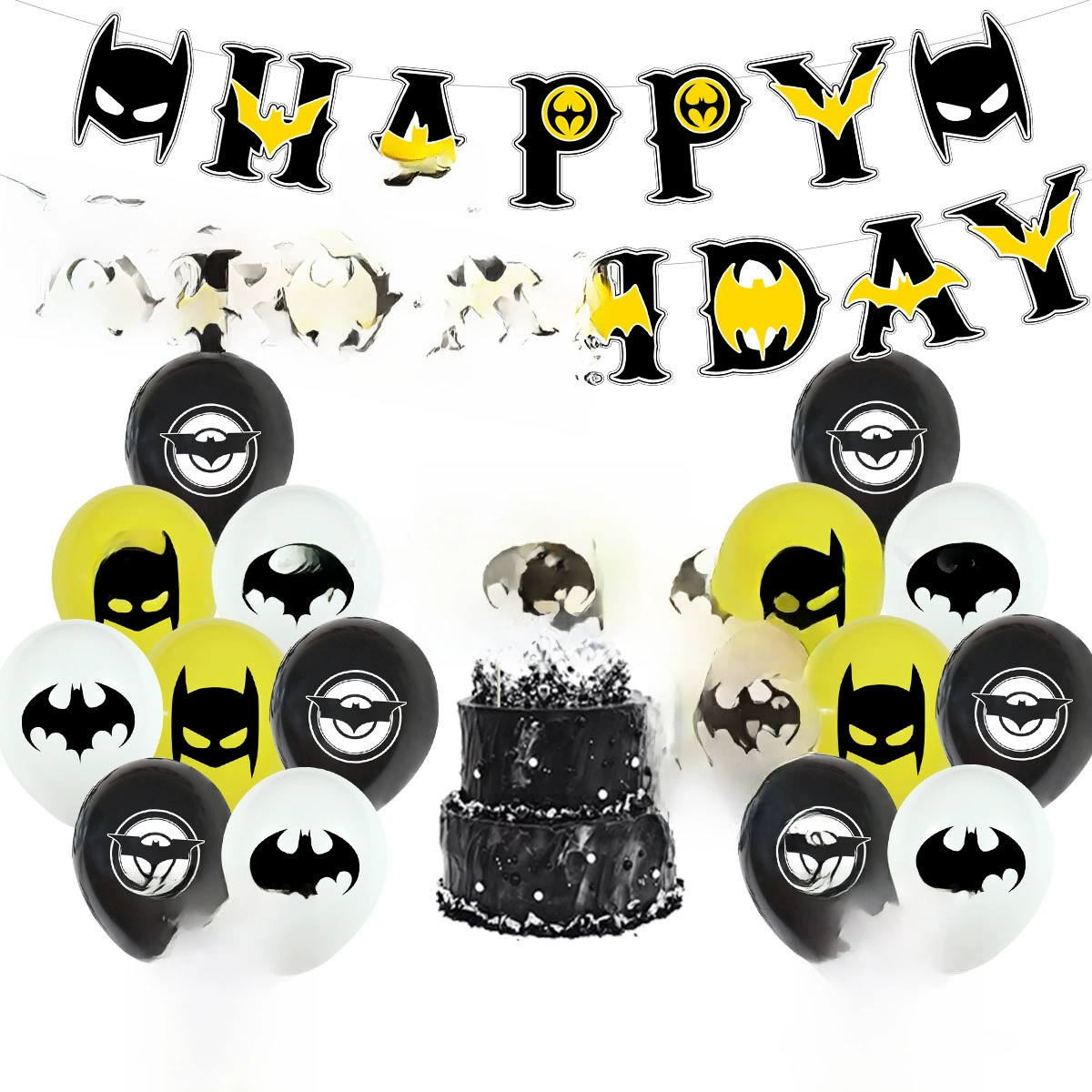 Evening dress with letters, balloon, heroes, set, Batman
