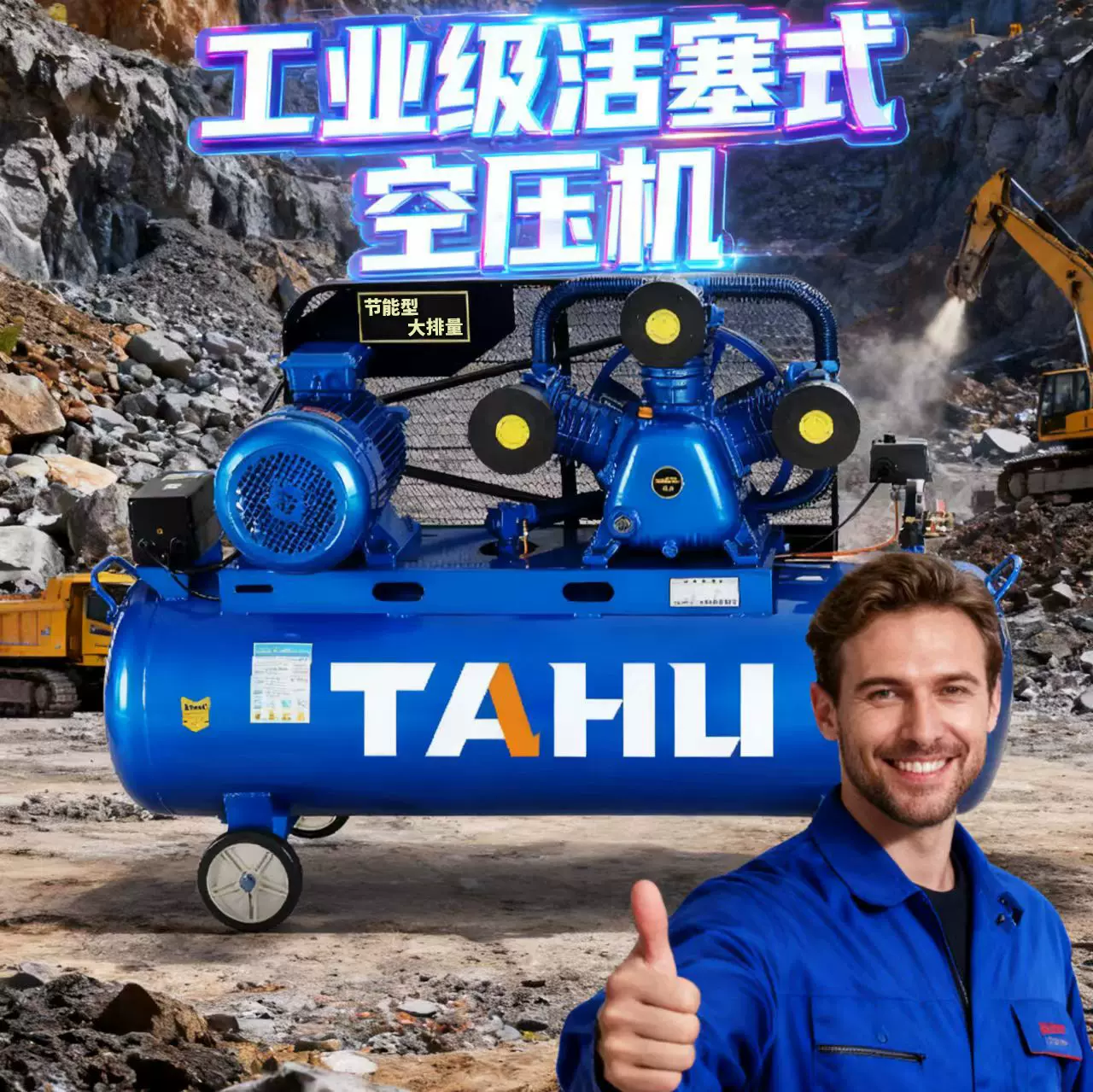 塔虎工业级7.5KW大型380V活塞式空压机空气压缩机打气泵高压220V