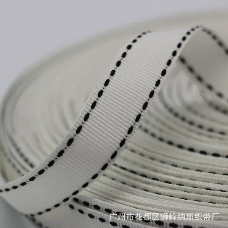 涤纶织带服装织带黒间白装饰带间色1cm平纹编织黑白色