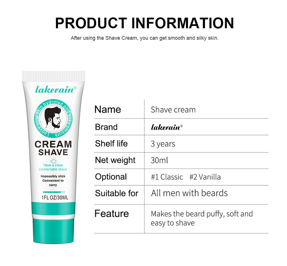 Cross-border lakerain Shaving Cream: Gentle, refreshing, Softening and silky shaving cream undefined