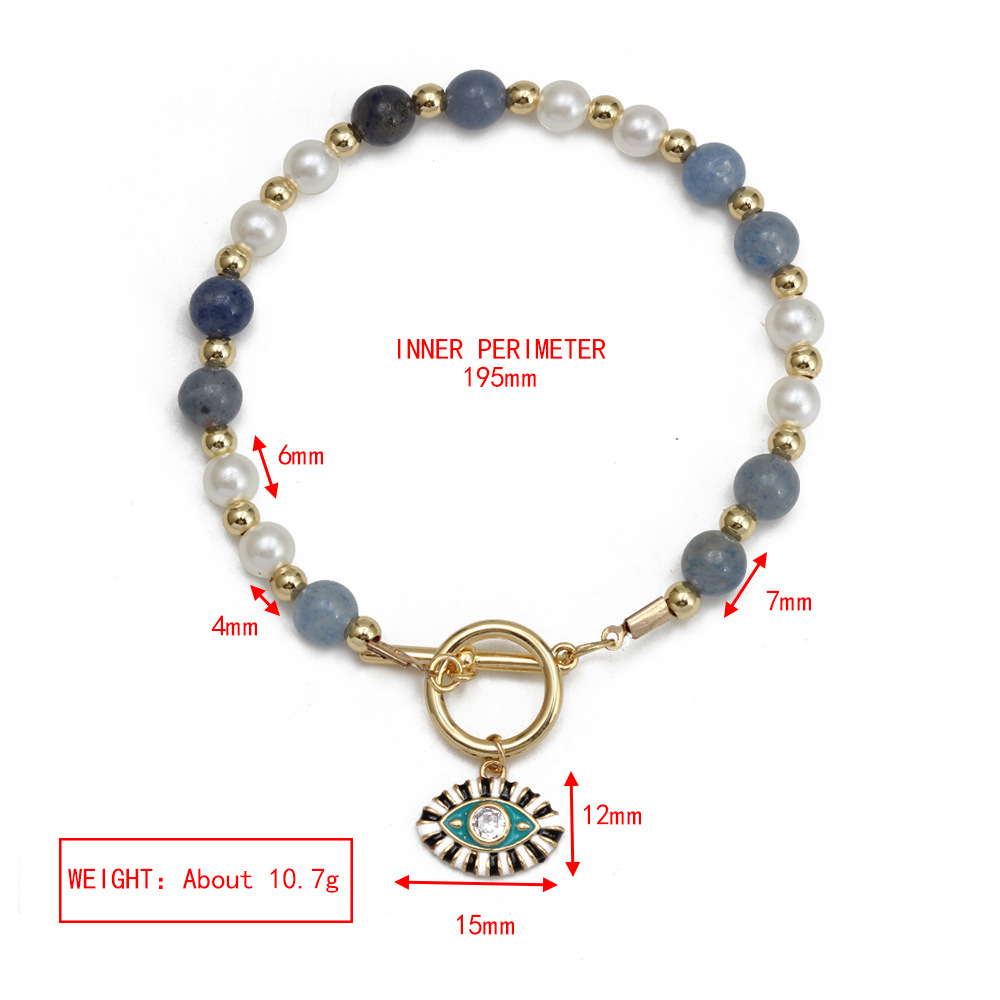 Simple Style Devilu0027S Eye Copper Beaded Plating Inlay Zircon Bracelets 1 Piece