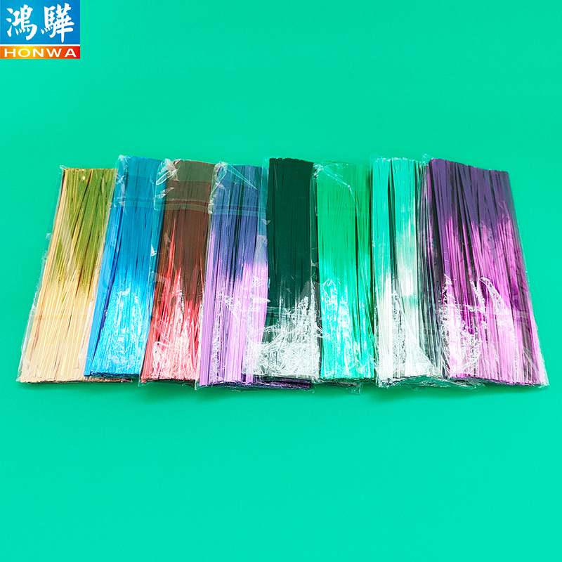 批发烘培8cm银色封口食品扎带 货期准时环保糖果包装金色pet扎丝