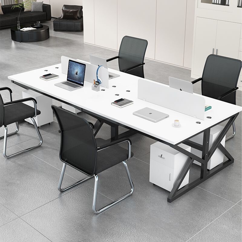 Simple Modern Four-Person Office Desk with Screen Partition, Desk and Chair Set, Furniture Manufacturer, Computer Desk